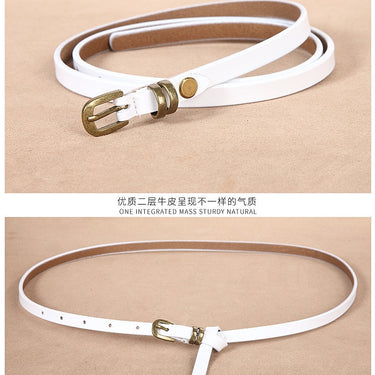 Vintage Simple Knotted Genuine Leather Thin Waist Chain Belt for Women  -  GeraldBlack.com