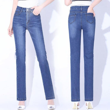 Spring retro women pencil denim pants blue high waist jeans woman casual vintage straight mom - SolaceConnect.com