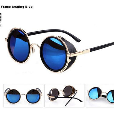 Vintage Steampunk Round Coated Designer Retro Sunglasses for Men Women - SolaceConnect.com