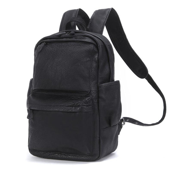 Highend A4 Roomy Vintage Brown Coffee Black Genuine Leather 14'' 15.6'' Laptop Men Backpack Male - SolaceConnect.com