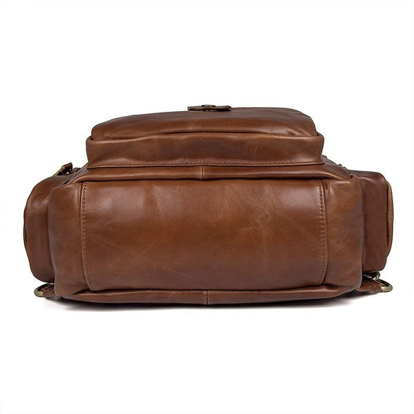 Vintage Brown Black Genuine Leather Men Women's Backpack Girl Female Shoulder Bag Travel Bags M7042 - SolaceConnect.com