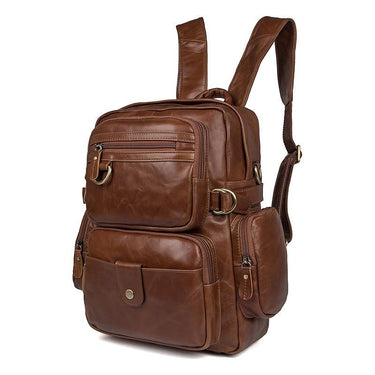 Vintage Style Unisex Brown Genuine Leather Shoulder Backpack for Travel  -  GeraldBlack.com