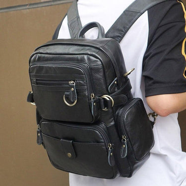 Vintage Style Unisex Brown Genuine Leather Shoulder Backpack for Travel  -  GeraldBlack.com