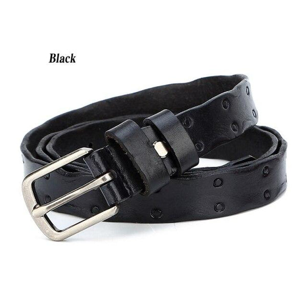 Vintage Style Women's Geometric Genuine Leather Pin Buckle Adjustable Belt - SolaceConnect.com