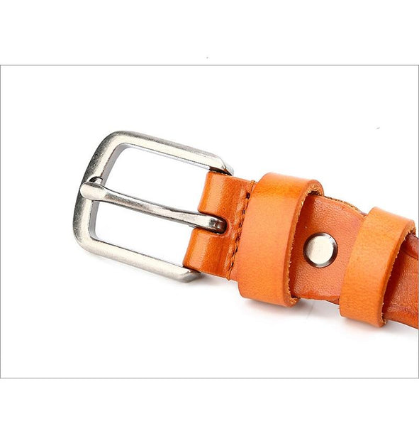 Vintage Style Women's Geometric Genuine Leather Pin Buckle Adjustable Belt - SolaceConnect.com