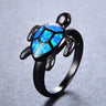 Vintage Unique Turtle Blue Animal Rings for Women Wedding Band Fashion - SolaceConnect.com