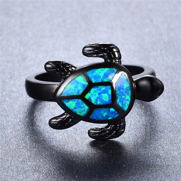 Vintage Unique Turtle Blue Animal Rings for Women Wedding Band Fashion  -  GeraldBlack.com