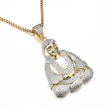 Buddha Necklaces & Pendants Men Women Iced Out Cubic Zirconia Silver Color Fashion Male Female - SolaceConnect.com