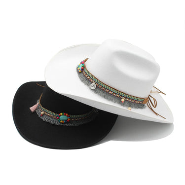Vintage Western Cowboy 9.5CM Wide Brim Gentleman Jazz Cowgirl Cloche Church Caps  -  GeraldBlack.com