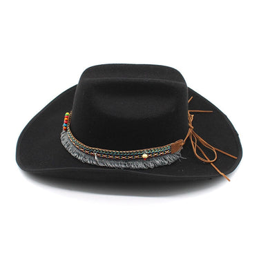 Vintage Western Cowboy 9.5CM Wide Brim Gentleman Jazz Cowgirl Cloche Church Caps  -  GeraldBlack.com