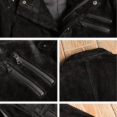 Vintage Winter Men's Genuine Pigskin Leather Black Motorcycle Jackets - SolaceConnect.com