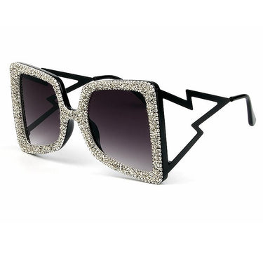 Vintage Women's Bling Stones Big Wide Temple Oversize Sunglasses - SolaceConnect.com