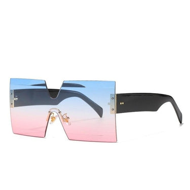 Vintage Women's Crystal Cut Gradient Lens Rimless Oversized Square Sunglasses  -  GeraldBlack.com