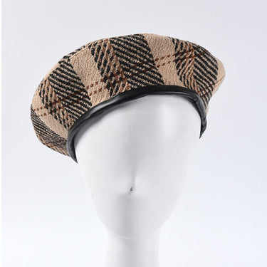 Vintage Women's Plaid Dress Up Painter Adjustable Rope Flat Berets Hat - SolaceConnect.com