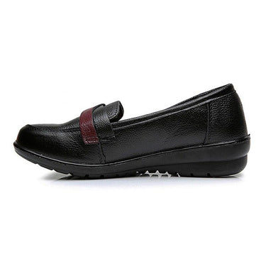 Vintage Women's Solid Genuine Leather Rubber Slip-on Flats Loafers - SolaceConnect.com