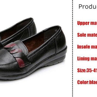 Vintage Women's Solid Genuine Leather Rubber Slip-on Flats Loafers - SolaceConnect.com
