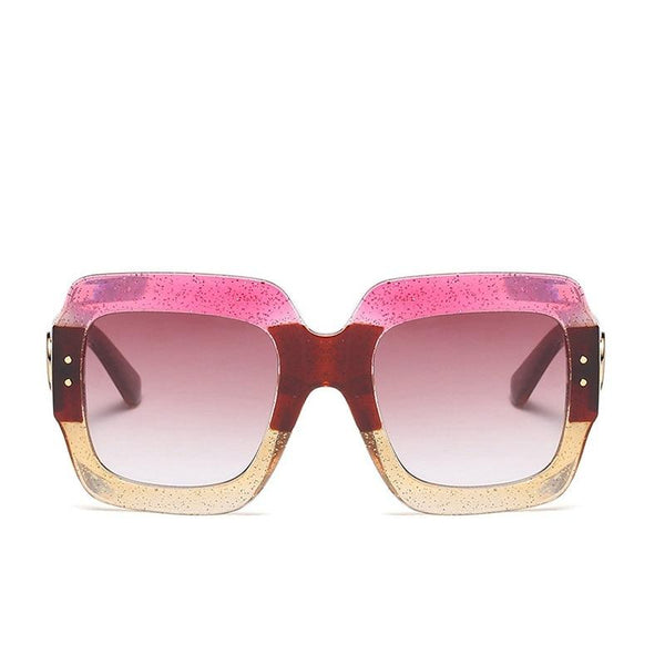 Vintage Women's Thick Frame UV400 Gradient Oversized Shades Square Sunglasses  -  GeraldBlack.com