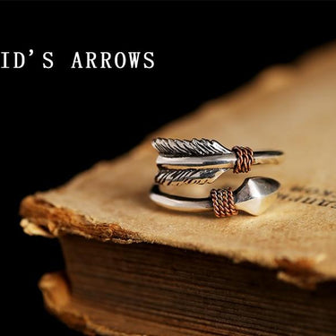 Vintage Unisex Small Opening Cupid's Arrows Solid Sterling Silver Love Ring - SolaceConnect.com