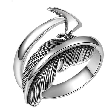 Vintage Women Solid Sterling Silver Feathers Cupid's Sword Open Love Ring  -  GeraldBlack.com