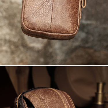 Waist Packs Men Vintage Genuine Leather Fanny Pack Belt Bum Bag Cigarette Case Phone Pouch Bags  -  GeraldBlack.com