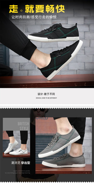 Walking Men Spring Lace Up Sweat Absorbant Breathable Canvas Flats Shoes  -  GeraldBlack.com