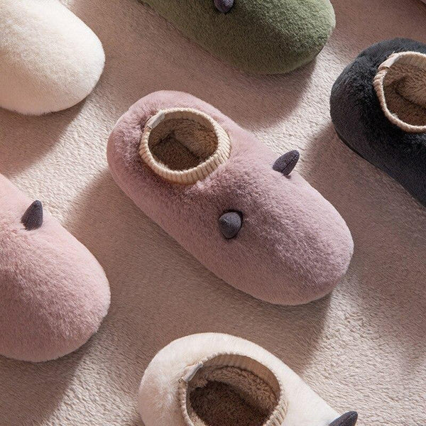 Plush Home Slippers Cotton Slippers Indoor Shoes Confinement Warm And Comfortable Women Slippers - SolaceConnect.com