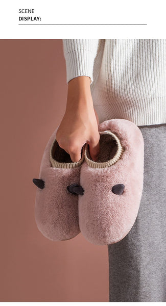 Plush Home Slippers Cotton Slippers Indoor Shoes Confinement Warm And Comfortable Women Slippers - SolaceConnect.com