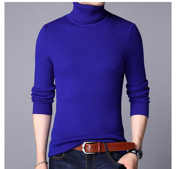 Warm Knit Pullover Turtle Necks Sweater Winter Solid Color Simple Casual Men Jumper Fashion Clothing  -  GeraldBlack.com