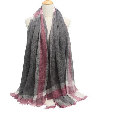 Warm Soft Winter Plaid Scarf for Men with Tassel in Woven Wrinkled Cotton - SolaceConnect.com