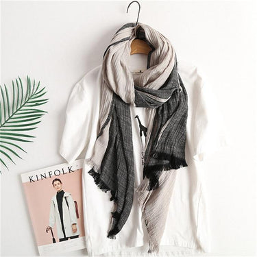Warm Soft Winter Plaid Scarf for Men with Tassel in Woven Wrinkled Cotton  -  GeraldBlack.com