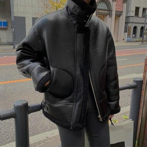 Warm Winter Fashion Genuine Sheepskin Leather Thick Jacket for Men  -  GeraldBlack.com