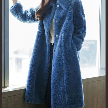 Warm Winter Fashion Long Korean Style Shearling Fur Coat Jacket for Women  -  GeraldBlack.com