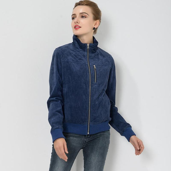 Warm Winter Plus Size Denim Pigskin Leather Biker Coat Jacket for Women - SolaceConnect.com