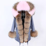Warm Winter Style Blue and Gray Natural Fur Collar Coat Parka Jacket for Women  -  GeraldBlack.com