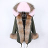 Warm Winter Style Natural Fox Fur Collar Army Green Coat Jacket for Women  -  GeraldBlack.com