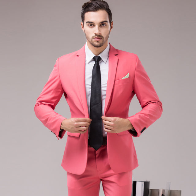Watermelon Red Blazer Pant Wedding Casual Business 2 Piece Suit for Men  -  GeraldBlack.com