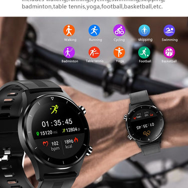 Smart Watch Men IP68 Waterproof Full Touch Round Screen Multiple Sports Mode Heart Rate Weather - SolaceConnect.com