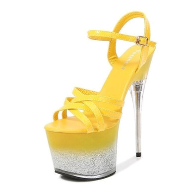 Waterproof Solid Patent Leather Women's Sandals Thin Heel Bling Platforms  -  GeraldBlack.com