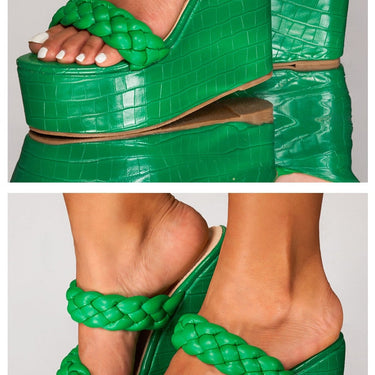 Wedges High Heels Fried Dough Twist Fashion Platform Women Summer Sandal Slides Shoes Ladies Peep  -  GeraldBlack.com