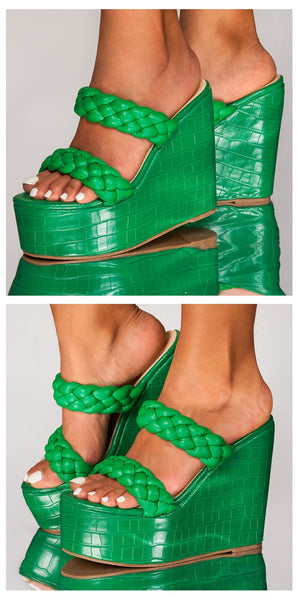 Wedges High Heels Fried Dough Twist Fashion Platform Women Summer Sandal Slides Shoes Ladies Peep  -  GeraldBlack.com