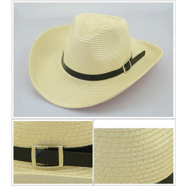 Western American Straw Braided Men's Cowboy Hats with Buckle - SolaceConnect.com