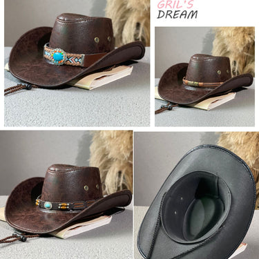 Western Cowboy Hat For Men Women Autumn Winter Vintage Cowgirl Jazz Hats  -  GeraldBlack.com