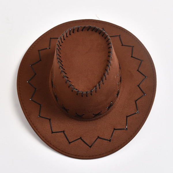 Western Cowboy Hats for Men Women Imitation Suede Vintage  Jazz Hat Fashion Travel Street Dress Cap  -  GeraldBlack.com
