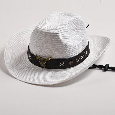 Western Cowboy Hats with Metal Bull Head Decoration Gentleman Jazz Sombrero Hombre Cap Outdoor Travel Hats  -  GeraldBlack.com