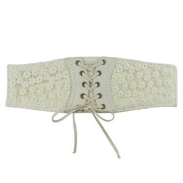Western Lace Wide Belts for Women Designer Woman Belt Corset Belt Flower Decor Female Belt for Jeans  -  GeraldBlack.com
