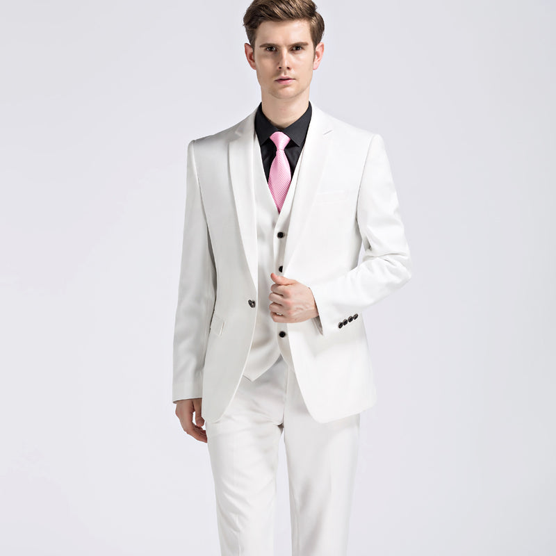 White Blazer Pant Vest Fashion Wedding Casual Business 3 Piece Suit for Men  -  GeraldBlack.com