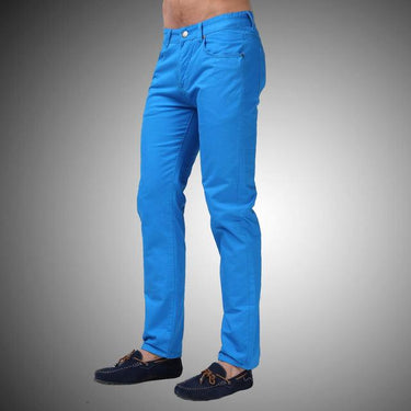 White Blue Red Men's Straight Mid Waist Casual Fashion Design Jeans - SolaceConnect.com