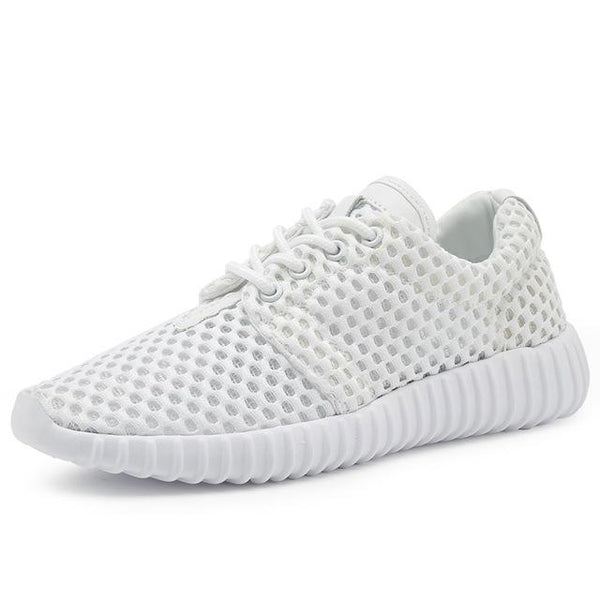 White Breathable Mesh Summer Running Sneaker Shoes for Women - SolaceConnect.com