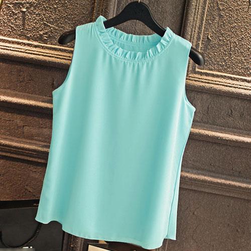 White Elegant Ruffle Sleeveless Women’s Casual Blouse Tops for Summer - SolaceConnect.com