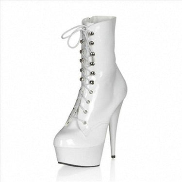 White High Thin Heels Round Toe Lace Up Bride's Wedding Formal Boots  -  GeraldBlack.com